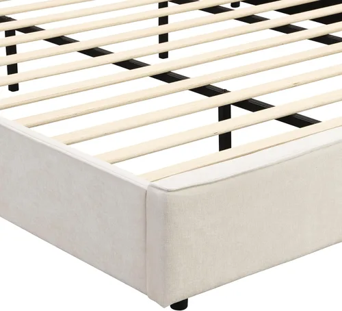 Vista 15 de Christopher Knight Home Hazel - Cama de cabecera tamaño King tapizada de 49.20 pulgadas de alto, plataforma de soporte de panel de listones,