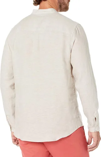 Vista 2 de Cubavera Camisa Popover de lino de manga larga para hombre con 2 piezas Tucks