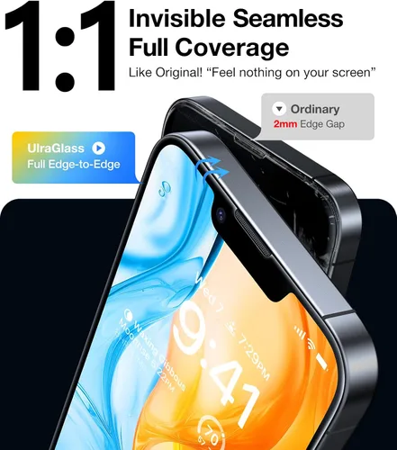 Vista 5 de UltraGlass UNBREAK TOP 9H+ Vidrio para iPhone 16e Protector de Pantalla (12FT Grado Militar A prueba de roturas) Protector de Pantalla 16e Vidrio
