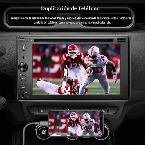 Vista 5 de Estéreo de coche doble DIN con reproductor de CD/DVD Apple Carplay y Android Auto, radio de coche de 6.2 pulgadas con Bluetooth y cámara