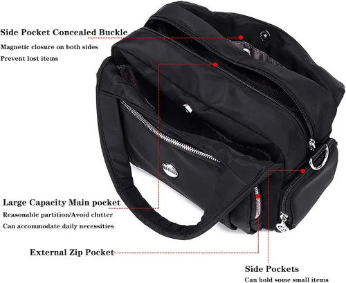 Vista 4 de MINTEGRA Bolso cruzado para mujer, bolso impermeable con múltiples bolsillos de nailon para viajes