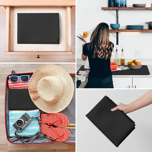 Vista 7 de FLASLD Tapete resistente al calor para freidora de aire, tapetes de silicona ignífugos para encimera de cocina, protector de encimera, Negro
