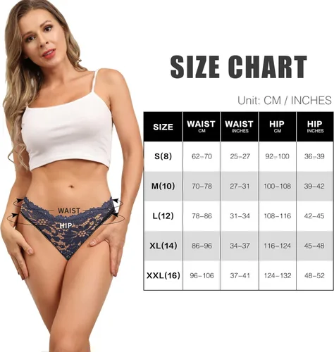 Vista 5 de ADOVAKKER Womens Thong Cotton Sexy Lace T Back Panties Underwear Pack of 6 Multicolored B-M