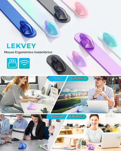 Vista 7 de Lekvey Ratón ergonómico, ratón inalámbrico vertical USB recargable 2.4G