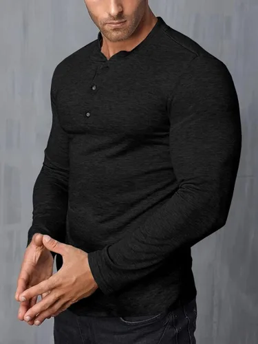 Vista 5 de Wihion Camisetas de manga larga para hombre, estilo casual, camisetas básicas