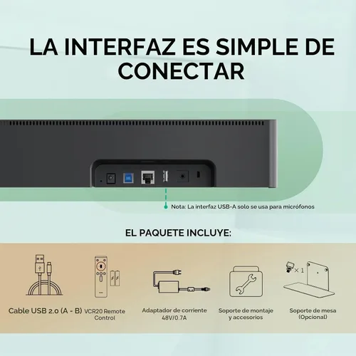 Vista 7 de Sistema de cámara de sala de conferencias Yealink UVC40 E2 4K 8 Mic para salas Huddle PC/Mac/laptop Compatible, Ultra HD 4K, 120 Degree Wide-Angle