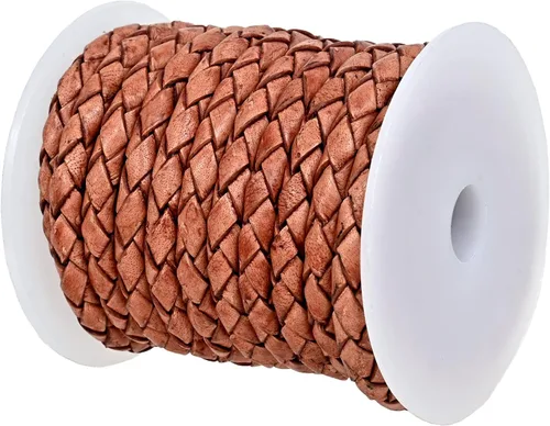 Vista 8 de GENIQUE Cordón de Cuero Trenzado Redondo Genuino, Cuerda de Cuero para Manualidades, Hacer Joyería, Collares, Pulseras (5 Metros)