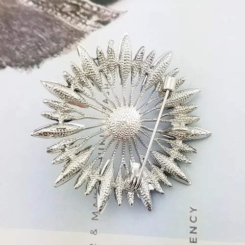 Vista 4 de SELOVO Broche de flor azul Crysal Simulated Pearl Silver Tone, Cristal, Cristal