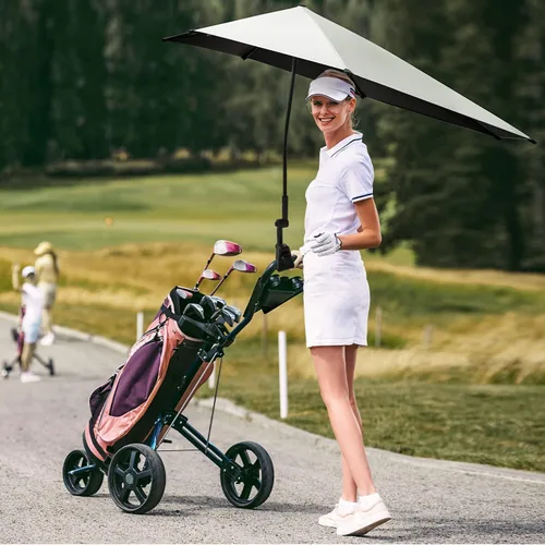 Vista 8 de G4Free Sombrilla de playa ajustable UPF 50+ XL con abrazadera universal para silla, cochecito, silla de ruedas, carrito de golf, grada, patio