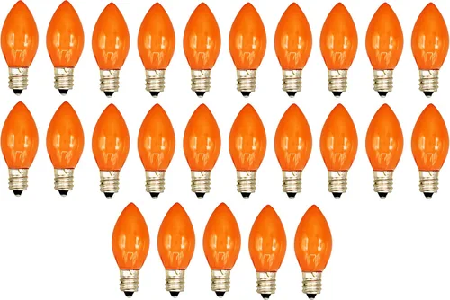 Vista 3 de Creative Hobbies® Caja de 25 bombillas, naranja opaco de cerámica, combustión constante, incandescente de 7 W, base de candelabro C7, ideal