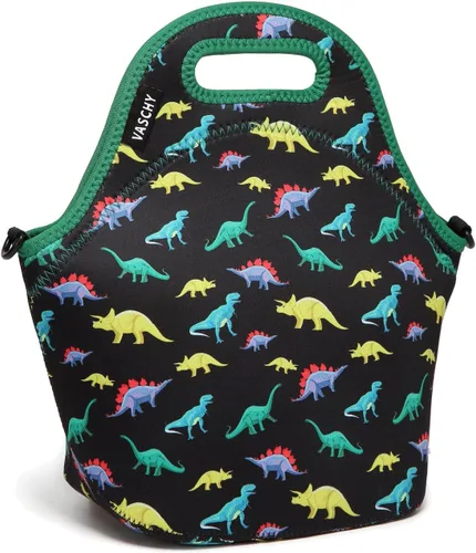 Vista 13 de Vaschy bolsa de almuerzo hermética de neopreno con correa ajustable desmontable para adultos y niños, Negro clásico, Negro clásico