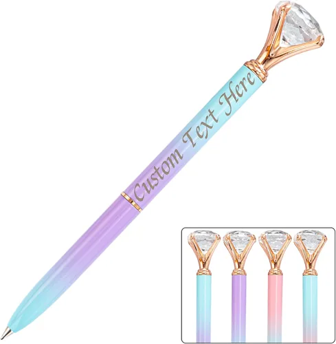 Vista 21 de Bolígrafos personalizados de diamantes grandes, bolígrafo de cristal grabado personalizado con logotipo de nombre, bolígrafo de lujo personalizado
