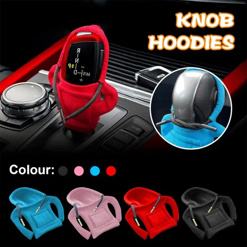 Vista 6 de Osilly Funda para palanca de cambios de automóvil, mini sudadera con capucha y diseño de suéter de moda, protector de perilla de palanca de cambios