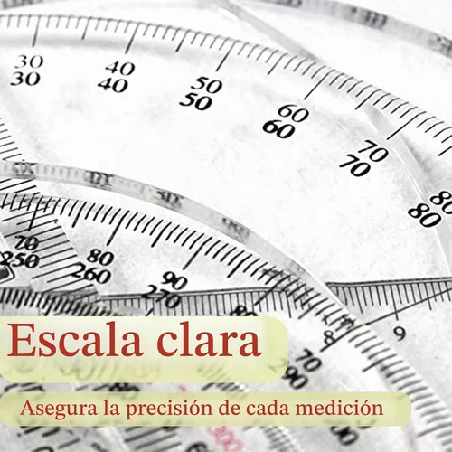 Vista 4 de SEIWEI Transportador de 360 grados, regla circular matemática de 7.8 pulgadas, herramienta de medición de ángulo de plástico transparente con escala