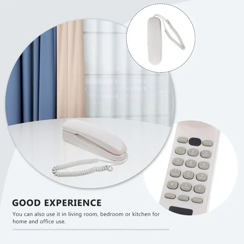 Vista 8 de Angoily Mini teléfono con cable de montaje en pared para el hogar, oficina, hotel, teléfono decorativo para el hogar con material estable, diseño