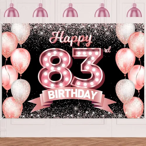 Vista 350 de Cartel de feliz cumpleaños décimo oro rosa, telón de fondo, saludos a 10 años, globos de confeti, decoración temática para niñas de 10 años
