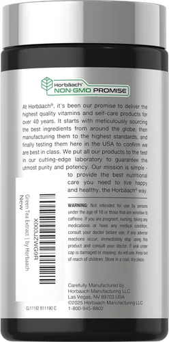Vista 3 de Horbäach Suplemento de extracto de té verde 450 mg 180 cápsulas