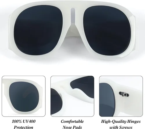 Vista 5 de MC2303 - Gafas de sol cuadradas de gran tamaño para mujer y hombre, estilo aviador, montura grande, gruesas, clásicas, para hombre