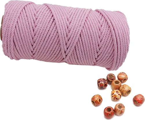Vista 7 de Cordón de macramé beige de 0.078 pulgadas x 220 yardas, cuerda de algodón torcido de 4 hebras natural para colgar en la pared, manualidades, cordel
