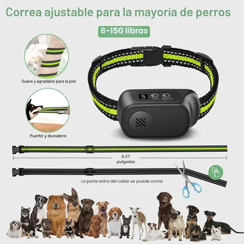 Vista 3 de Collar antiladridos recargable para perros con pitido, vibración y choque, collar antiladridos para perros pequeños, medianos y grandes, dispositivo