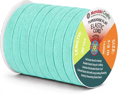 Vista 25 de Mandala Crafts 20 yardas 1/2 pulgada 0.472 in bandas elásticas beige