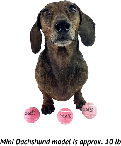 Vista 7 de Midlee Mini pelotas de tenis chirriantes para perros de 1.5 pulgadas, color rosa, juego de 6