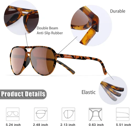 Vista 3 de Gafas de sol ligeras TAC polarizadas clásicas vintage retro de los años 70 marco TR-90 para mujeres y hombres protección UV 400