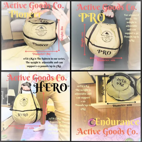 Vista 4 de ActiveGoodsCo. Bolsa de arena con pesa rusa para entrenamiento de fitness, diferentes tamaños de 11 libras a 75 libras. Visita para ver
