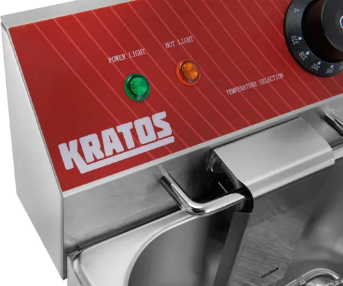 Vista 5 de Kratos Freidora eléctrica comercial para encimera, freidora de tanque doble con canastas, freidora de acero inoxidable para restaurantes y soportes