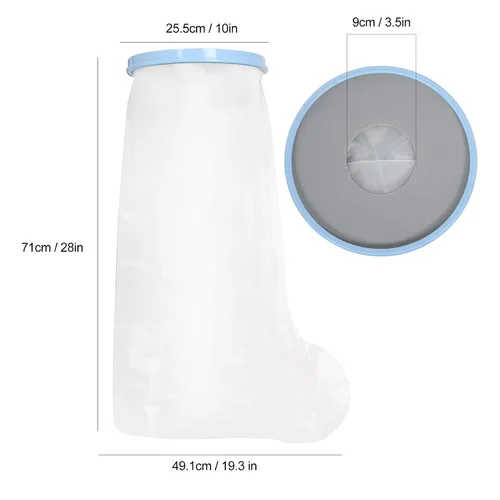Vista 3 de ZJchao Fundas de pie para heridas y fracturas, protector de ducha elástico impermeable para heridas de piernas y fracturas, material de PVC, 28 x 10