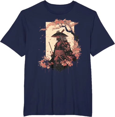 Vista 42 de Camiseta estética vintage samurái de arte japonés samurái retro cereza, Negro