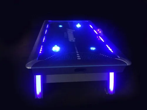 Vista 8 de Mesa de hockey arcade con aire Atomic de 90" Indiglo con luces LED - Incluye discos y empujadores con luz, gris