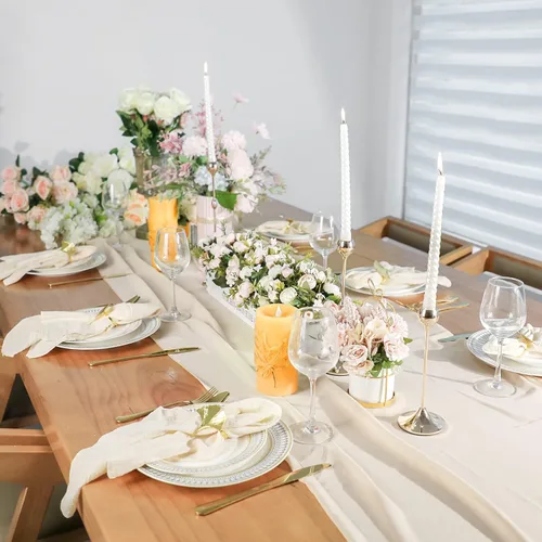 Vista 4 de Servilletas de tela para cena 10 unidades, servilletas de gasa 100% algodón natural suave, servilletas lavables ideales para bodas, decorativas