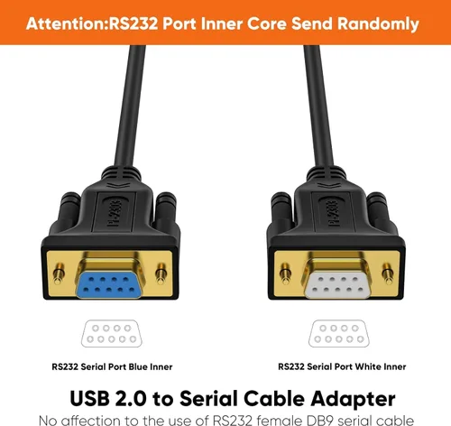 Vista 4 de CableCreation Adaptador USB a serie RS232 con chip PL2303, cable convertidor USB a DB9 pin hembra de 3.3 pies para caja registradora, módem