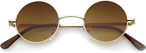Vista 6 de zeroUV Pequeñas gafas de sol redondas de metal coloreadas estilo retro Lennon 134.5 ft m Dorado/ámbar