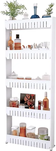 Vista 11 de Lavish Home Carrito con ruedas de 3 niveles, carrito organizador de estantes de cocina o baño de espacio estrecho, estantes de almacenamiento