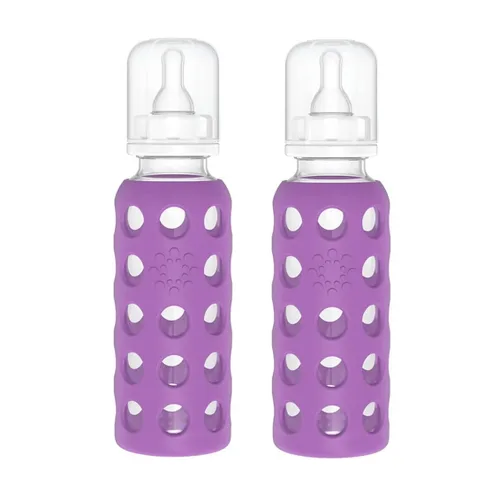 Vista 8 de Lifefactory Biberón de vidrio sin BPA Funda protectora de silicona Paquete de 2 de 4 onzas melón, plátano