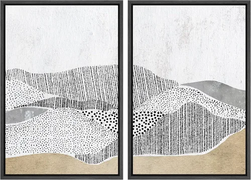 Vista 45 de SIGNWIN Lienzo enmarcado para pared, ilustraciones abstractas texturizadas en tonos beige terrosos, arte moderno, decorativo, contemporáneo