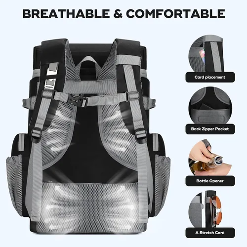 Vista 6 de Maelstrom Mochila enfriadora, mochila térmica suave con aislamiento para 50 latas, portátil, ligera, a prueba de fugas, enfriador de playa de gran