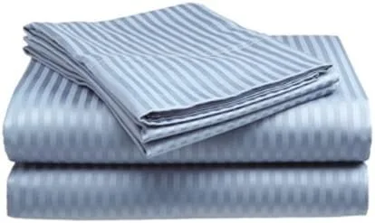 Vista 6 de Paquete de 2: Juego de 4 piezas - Juego de sábanas finas de 400 hilos 100% algodón Dobby Stripe (matrimonial, beige - beige)