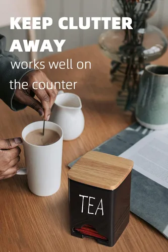 Vista 2 de Organizador de almacenamiento de bolsas de té de cerámica con tapa (azul marino)