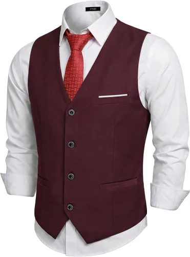 Vista 5 de Chaleco de traje de negocios para hombre, chaqueta ajustada, chalecos de traje casual Beige