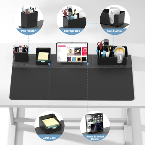 Vista 6 de KDD Soporte vertical para portátil de 4 ranuras con bloqueo por gravedad y almohadilla de escritorio y organizador magnético para oficina y hogar