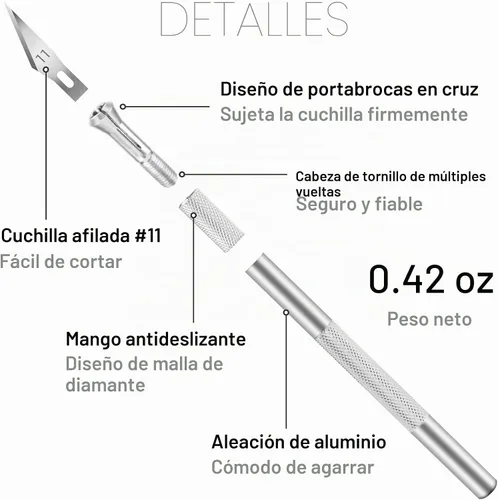Vista 3 de JETMORE Paquete de 10 cuchillos Exacto, cuchillo de pasatiempo, cuchillo de Plata