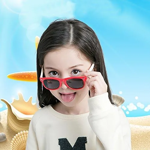 Vista 5 de Lentes de sol para niños pequeños, de plástico, polarizados, flexibles, para niños y niñas de 2 a 10 años.