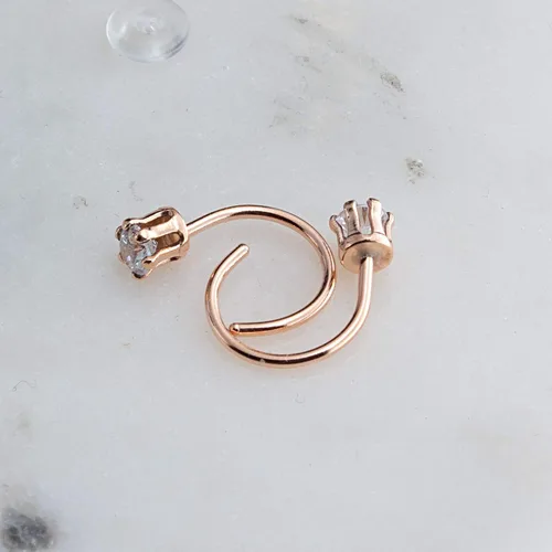 Vista 3 de Half Huggie Birthstone Gold Hoop Earrings for Women Tiny Cartilage Stud Piercing Earring Hypoallergenic Earring Screw Back Dainty Hug