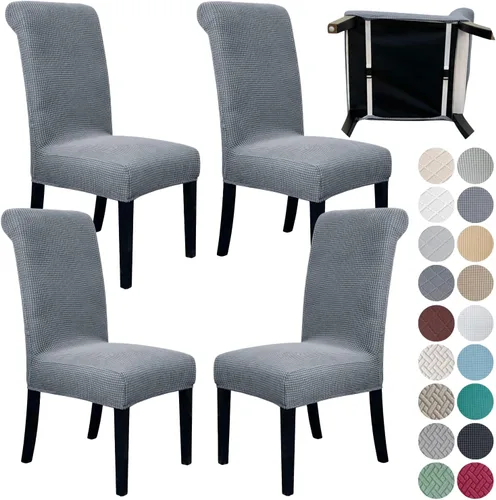 Vista 41 de SPRINGRICO Paquete de 2 fundas para sillas de comedor con cinturón de seguridad, fundas elásticas para sillas Parsons lavables, fundas protectoras