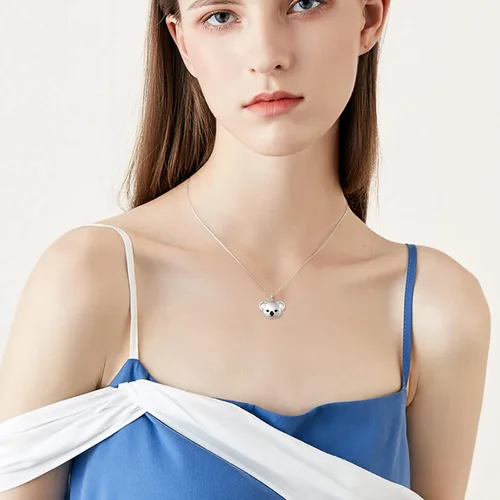 Vista 6 de Locket Necklace That Holds Pictures S925 Sterling Silver KoalaPandaElephantMountain Photo Locket Necklace Animal Pendant Christmas Gift for Women