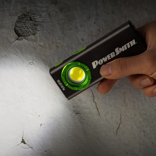 Vista 8 de PowerSmith - Linterna magnética recargable, banco de energía de 1200 lúmenes, linterna plana delgada con carcasa de metal, clip de bolsillo