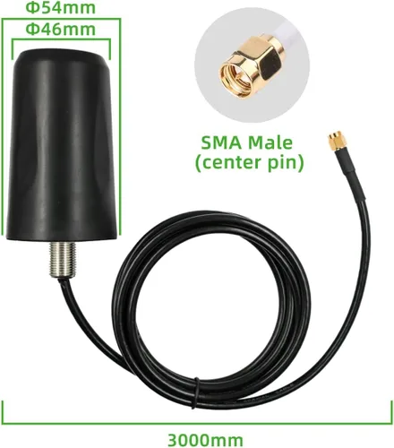 Vista 3 de Antena impermeable de montaje en pared 4G LTE, 2.5 dBi, IP66, conector macho SMA, montaje de orificio pasante